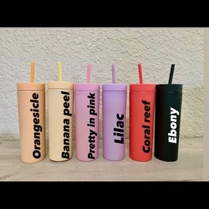 Skinny tumblers with matching straws
